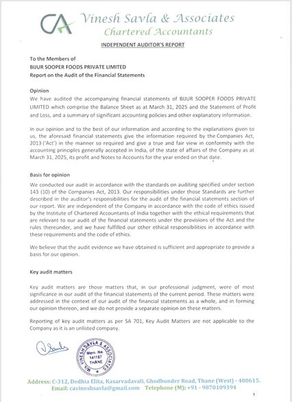 Bijur Sooper Auditors Report - FY 2024-25